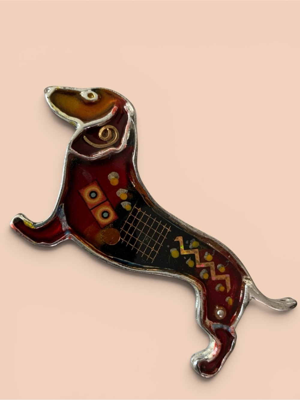 Dachshund Dog Vintage Brooch by Yossi Steinberg